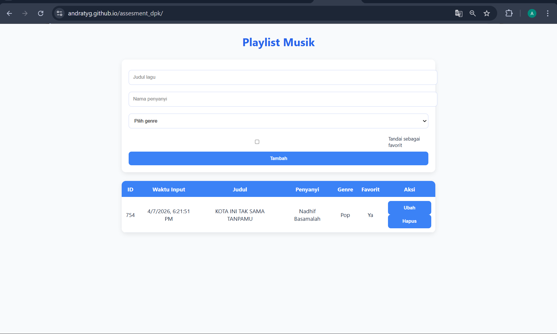 Daftar playlist music